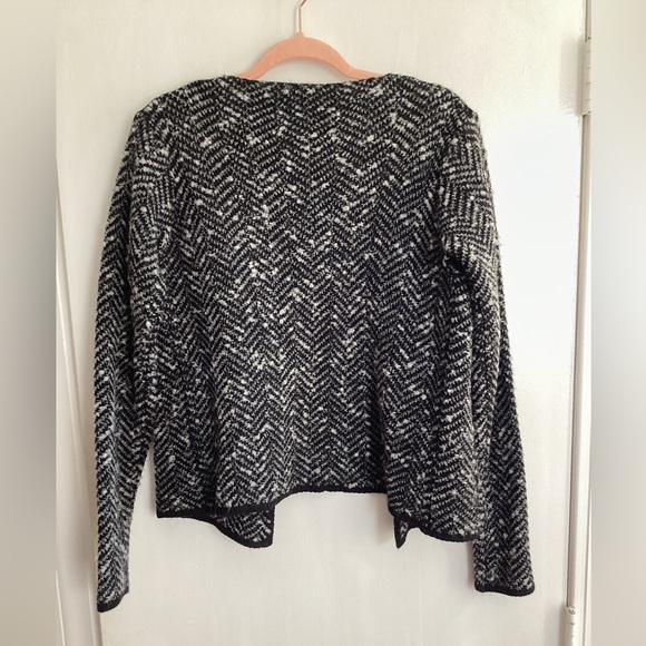 Cocogio Sweater Womens S Gray Black Knit Open Front Wool Blend Cardigan - Picture 7 of 8